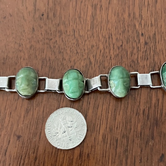 Rare! VINTAGE Green Mask Taxco Bracelet - Picture 6 of 12
